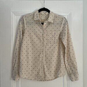 Sézane Tomboy Shirt Ecru Blue Dot French Size 32 US Size 0